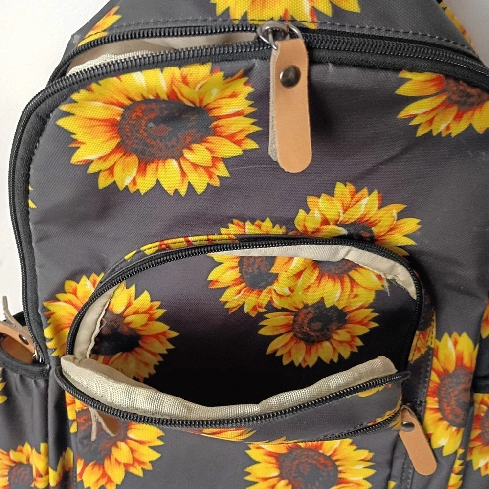 Cute Floral Sunflower Laptop Backpack for Women, Lightweight Book Bag for School